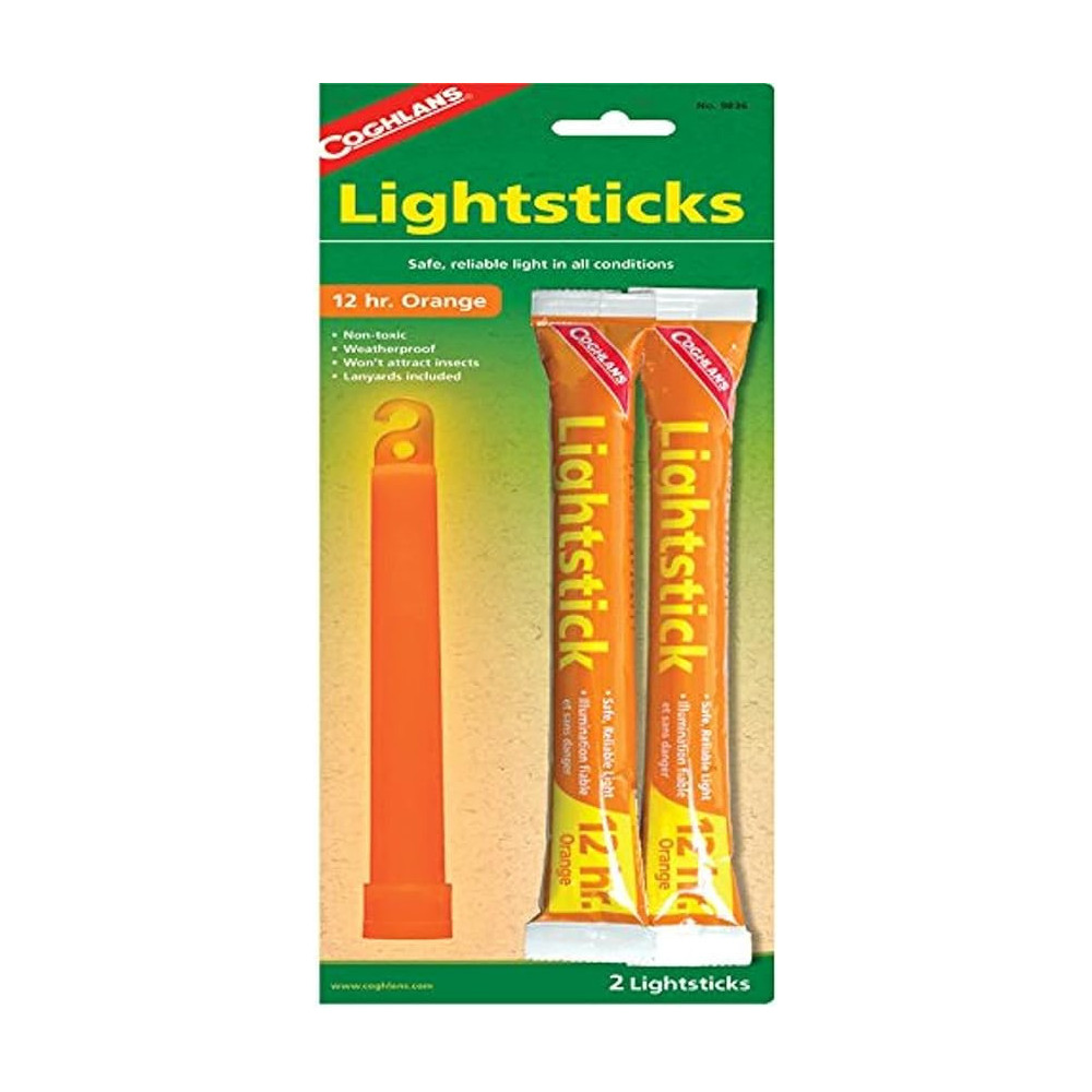 Coghlans Snaplight Non Toxic Weatherproof Orange Light sticks Pack Of 2 Stays Up to 12 Hours