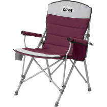 Core Equipment Alloy Steel Folding Padded Hard Arm Chair, Wine