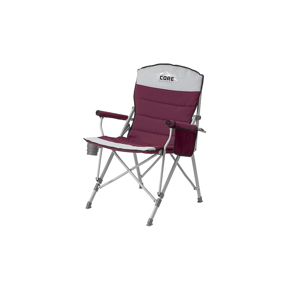 Core Equipment Alloy Steel Folding Padded Hard Arm Chair, Wine