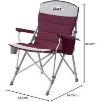 Core Equipment Alloy Steel Folding Padded Hard Arm Chair, Wine