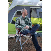 Core Equipment Alloy Steel Folding Padded Hard Arm Chair, Wine