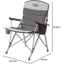 Core Equipment Alloy Steel Folding Padded Hard Arm Chair, Grey