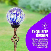 Exhart Solar Pearlized Glass Honeycomb Garden Stakes, Dark Blue
