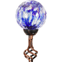 Exhart Solar Pearlized Glass Honeycomb Garden Stakes, Dark Blue