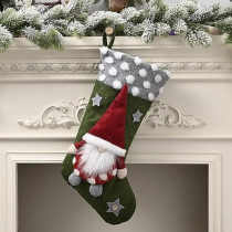 Brain Giggles Christmas Stocking With Cute Swedish Santa Design Ornaments For Christmas Decoration, Green
