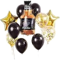Brain Giggles Black And Gold Birthday Balloon Set Perfect For Birthday Decoration