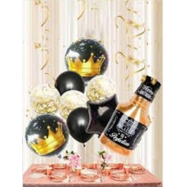 Brain Giggles Black And Gold Birthday Balloon Set Perfect For Birthday Decoration