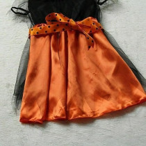 Brain Giggles Witch Costume Orange Dress With Hat For Girls For Halloween Cosplay And Fancy Dress, Medium