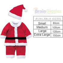 Brain Giggles Kids Santa Claus Costume For Boys With Santa Hat, Extra Large