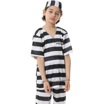 Brain Giggles Striped Zombie Prisoner Costume For Kids, Medium