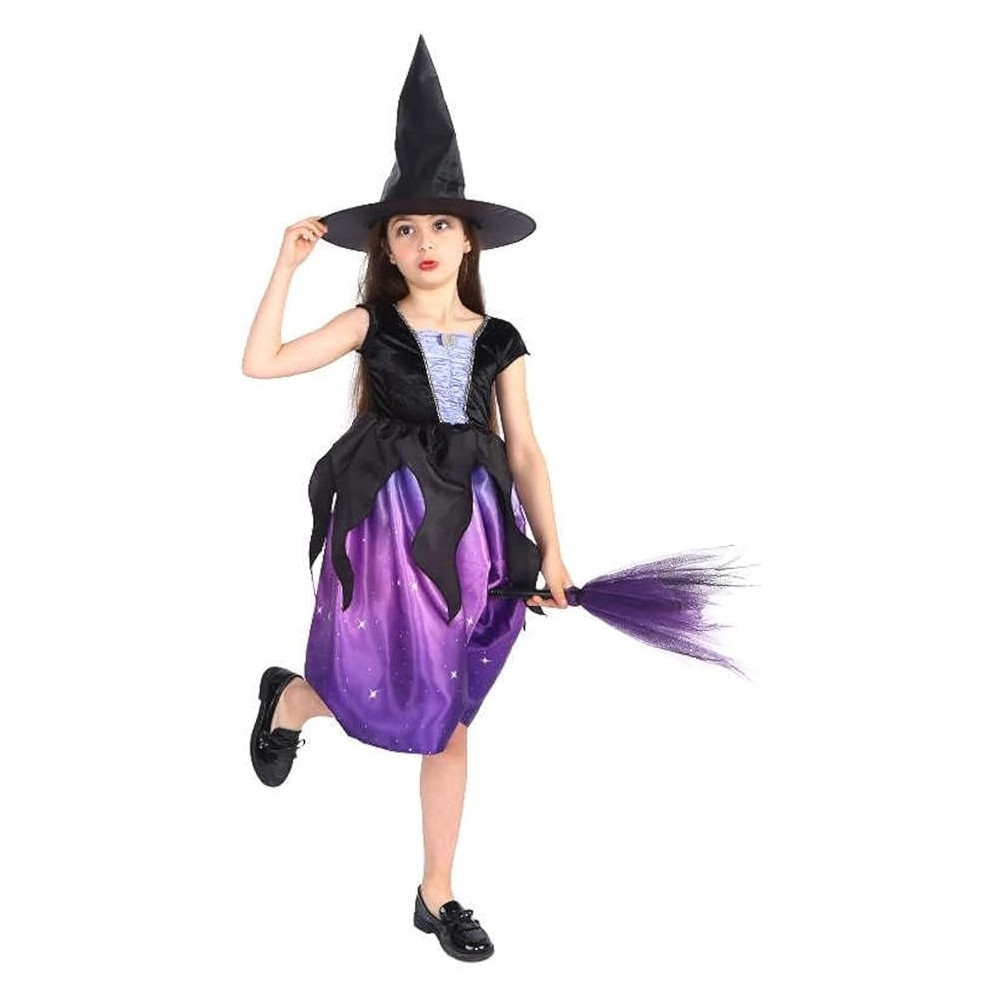 Brain Giggles Witch Dress Costume With Hat Perfect For Halloween, Purple, Large