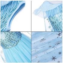 Brain Giggles Princess Elsa Dress For Girls, Sky Blue, Medium