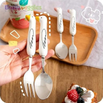 Brain Giggles Kids Cutlery Set With Case, Round Edge Stainless Steel Tableware With Bpa Free Cute Handles, Children Spoon And Fork Cutlery Set For Lunch Box, Children Flatware, Pink