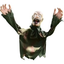 Brain Giggles Hanging Scary Doll Props For Halloween Horror Indoor Outdoor Garden Decoration, Black