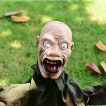 Brain Giggles Hanging Scary Doll Props For Halloween Horror Indoor Outdoor Garden Decoration, Black