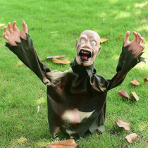 Brain Giggles Hanging Scary Doll Props For Halloween Horror Indoor Outdoor Garden Decoration, Black
