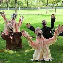 Brain Giggles Hanging Scary Doll Props For Halloween Horror Indoor Outdoor Garden Decoration, Black
