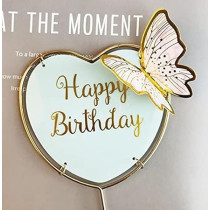 Brain Giggles Acrylic Heart Shape Happy Birthday Cake Topper