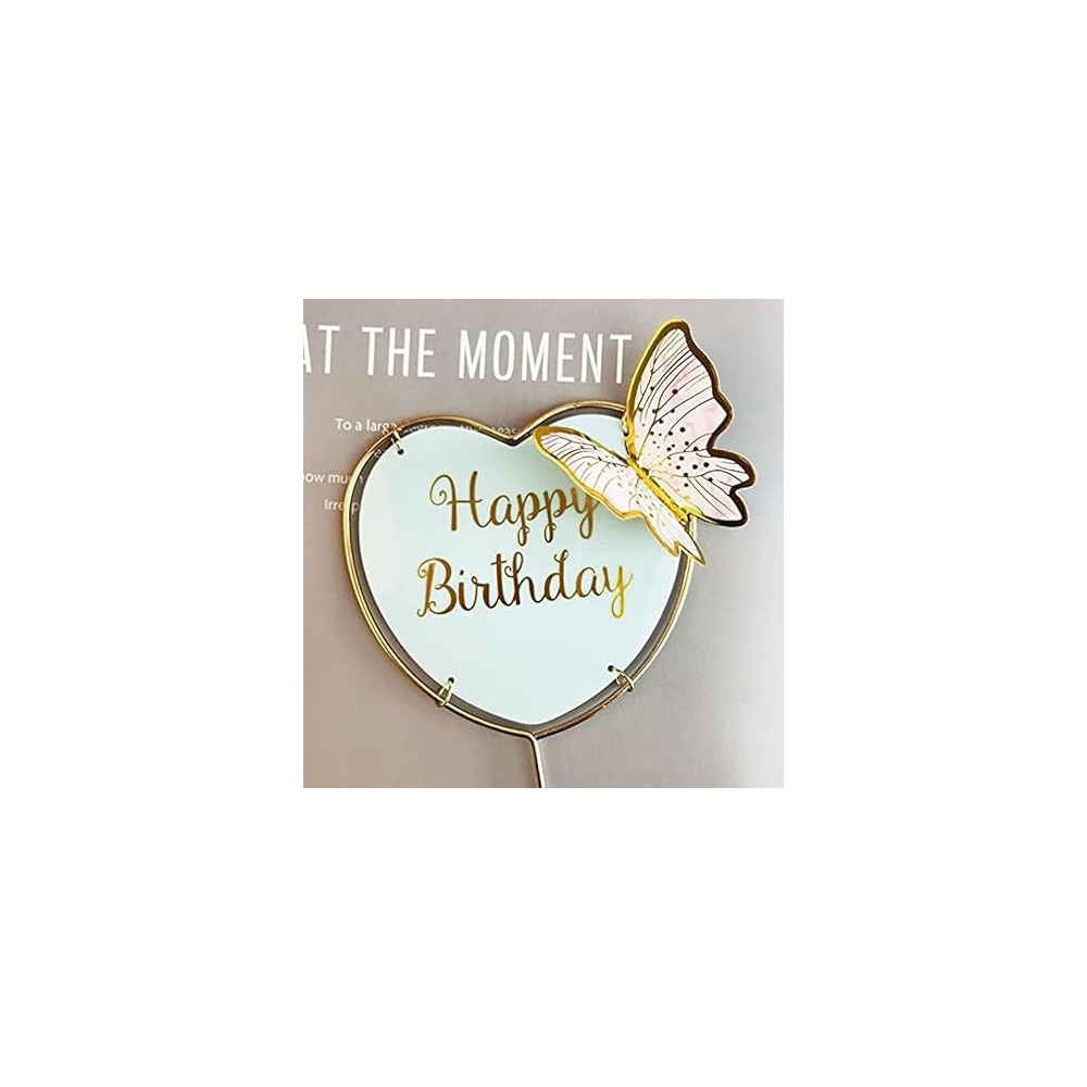 Brain Giggles Acrylic Heart Shape Happy Birthday Cake Topper