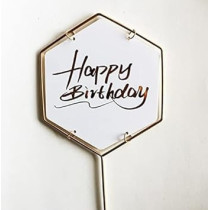 Brain Giggles Acrylic Hexagon Shape Happy Birthday Cake Topper