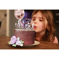 Brain Giggles Brain Giggles Happy Birthday Cake Topper, Rose Gold Cake Decoration Kit