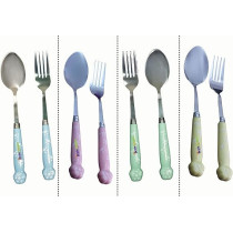 Brain Giggles Kids Cutlery Set With Case, Round Edge Stainless Steel, Bpa Free Handles, Spoon And Fork For Lunch Box, Paw Engraved Children Tableware With Portable Case, 4, Blue, Pink, Green And Yellow