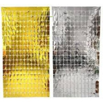 Brain Giggles Metallic Foil Curtain, Shimmering Fringe Tinsel Backdrop For Birthday Party Decoration, Pack Of 4, Gold And Silver