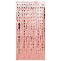 Brain Giggles Metallic Foil Curtain, Shimmering Fringe Tinsel Backdrop For Birthday Party Decoration, Pack Of 4, Rose Gold