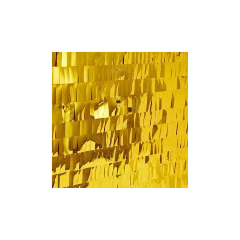 Brain Giggles Metallic Foil Curtain, Shimmering Fringe Tinsel Backdrop For Birthday Party Decoration, Pack Of 3, Gold