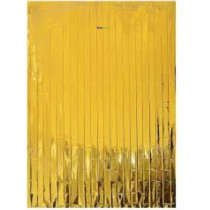 Brain Giggles Metallic Foil Curtain, Shimmering Fringe Tinsel Backdrop For Birthday Party Decoration, Pack Of 1, Gold