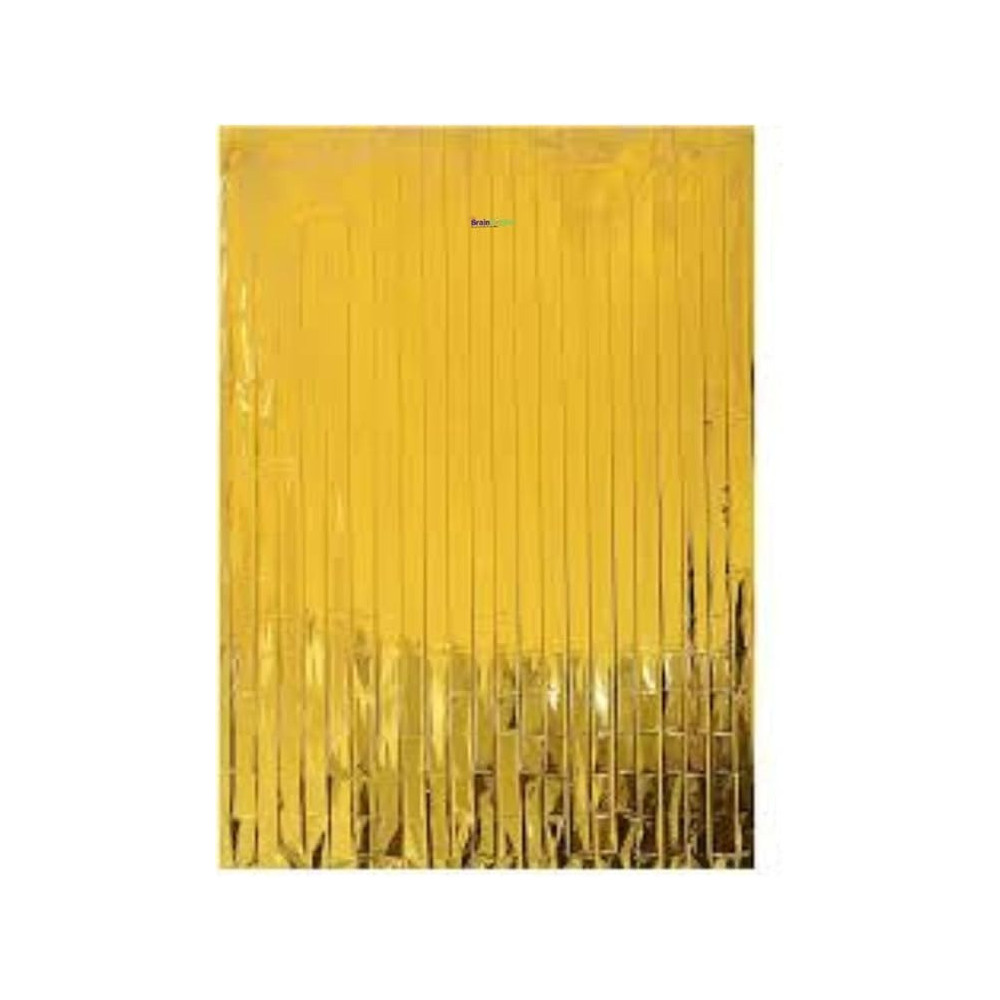 Brain Giggles Metallic Foil Curtain, Shimmering Fringe Tinsel Backdrop For Birthday Party Decoration, Pack Of 1, Gold