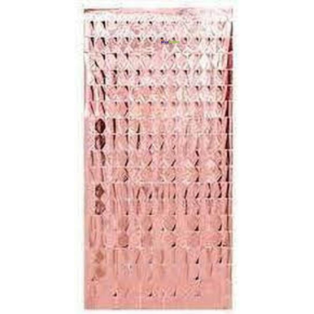 Brain Giggles Metallic Foil Curtain, Shimmering Fringe Tinsel Backdrop For Birthday Party Decoration, Pack Of 1, Rose Gold
