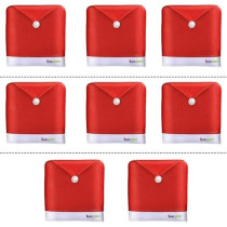 Brain Giggles Brain Giggles Christmas Chair Cover, Home Decor Seat Cover For Christmas, Festival And Party, Set Of 8, Santa Hat Cover