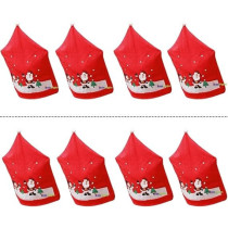 Brain Giggles Brain Giggles Christmas Chair Cover, Home Decor Seat Cover For Christmas, Festival And Party, Set Of 8, Santa Claus And Snowman Cover