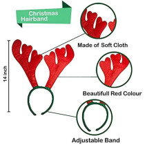 Brain Giggles Christmas Headband For Kids And Adults, Reindeer Hair Band, Kids Party Headwear, Fun Holiday Christmas Hair Accessories For Girls And Women, Red And Green