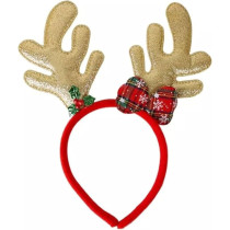 Brain Giggles Christmas Headband For Kids And Adults, Reindeer Hair Band, Kids Party Headwear, Fun Holiday Christmas Hair Accessories For Girls And Women, Gold