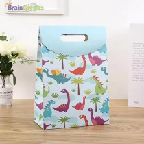 Brain Giggles 3Pcs Dinosaur Theme Gift Bags, Paper Candy Gift Pouch Bags For Kids Party, Cartoon Dinosaur Theme Paper Bags Kraft Paper For Kids Birthday Party Supplies, Multicolour, Small