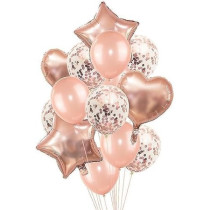 Brain Giggles Rose Gold Balloons, Latex Confetti, Foil Heart Star Balloons For Birthday Wedding Baby Shower Party Balloon Decoration Party Supplies, Pack Of 1