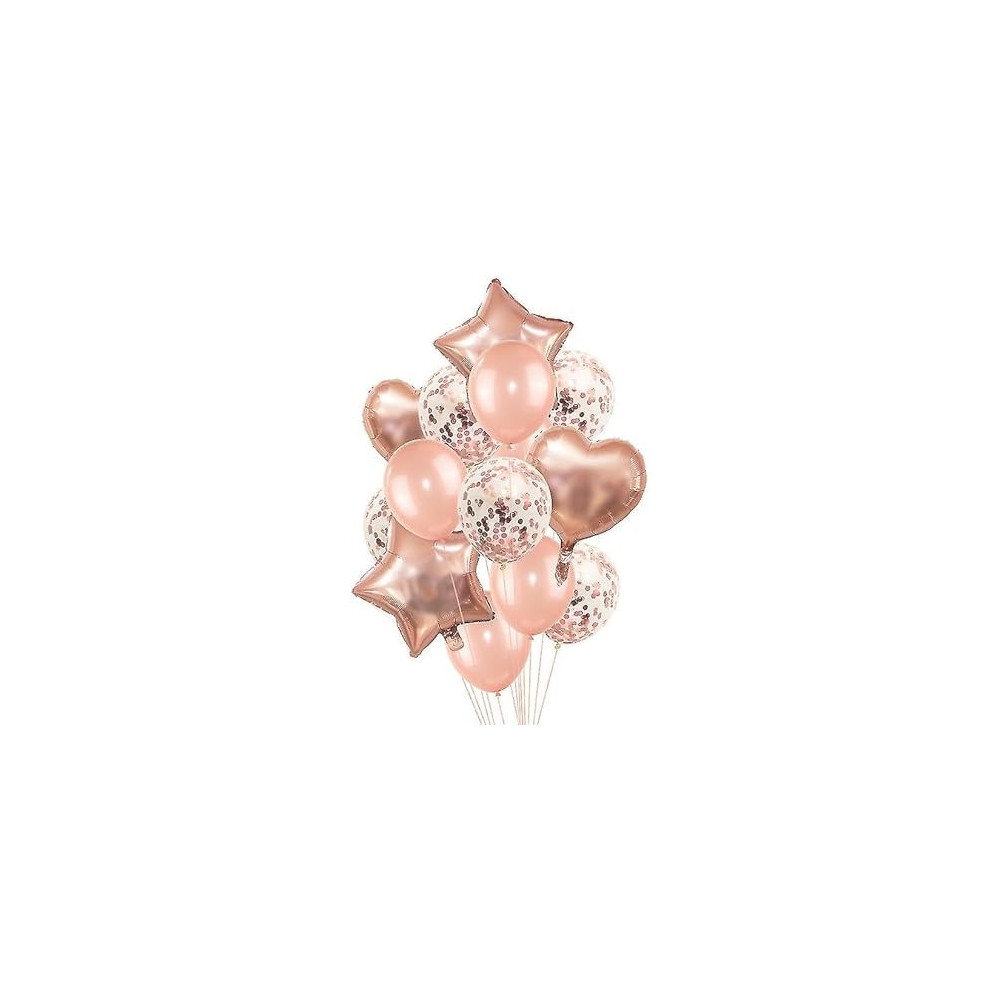 Brain Giggles Rose Gold Balloons, Latex Confetti, Foil Heart Star Balloons For Birthday Wedding Baby Shower Party Balloon Decoration Party Supplies, Pack Of 1