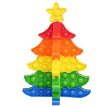 Brain Giggles 3D Christmas Tree Pop It Fidget Toy For Kids, Silicone Toy, Portable Push Bubble Popper Game, Perfect For Kids Play And Christmas Decoration, Multicolour