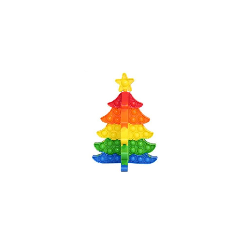 Brain Giggles 3D Christmas Tree Pop It Fidget Toy For Kids, Silicone Toy, Portable Push Bubble Popper Game, Perfect For Kids Play And Christmas Decoration, Multicolour