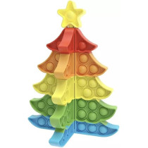 Brain Giggles 3D Christmas Tree Pop It Fidget Toy For Kids, Silicone Toy, Portable Push Bubble Popper Game, Perfect For Kids Play And Christmas Decoration, Multicolour