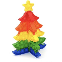 Brain Giggles 3D Christmas Tree Pop It Fidget Toy For Kids, Silicone Toy, Portable Push Bubble Popper Game, Perfect For Kids Play And Christmas Decoration, Multicolour