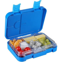 Brain Giggles Bpa Free Leakproof Airtight Bento Lunchbox With 6 Adjustable Compartments, 760 Ml Insulated Tiffin Box With Removable Tray For Kids And Adults Perfect For School Office, Blue