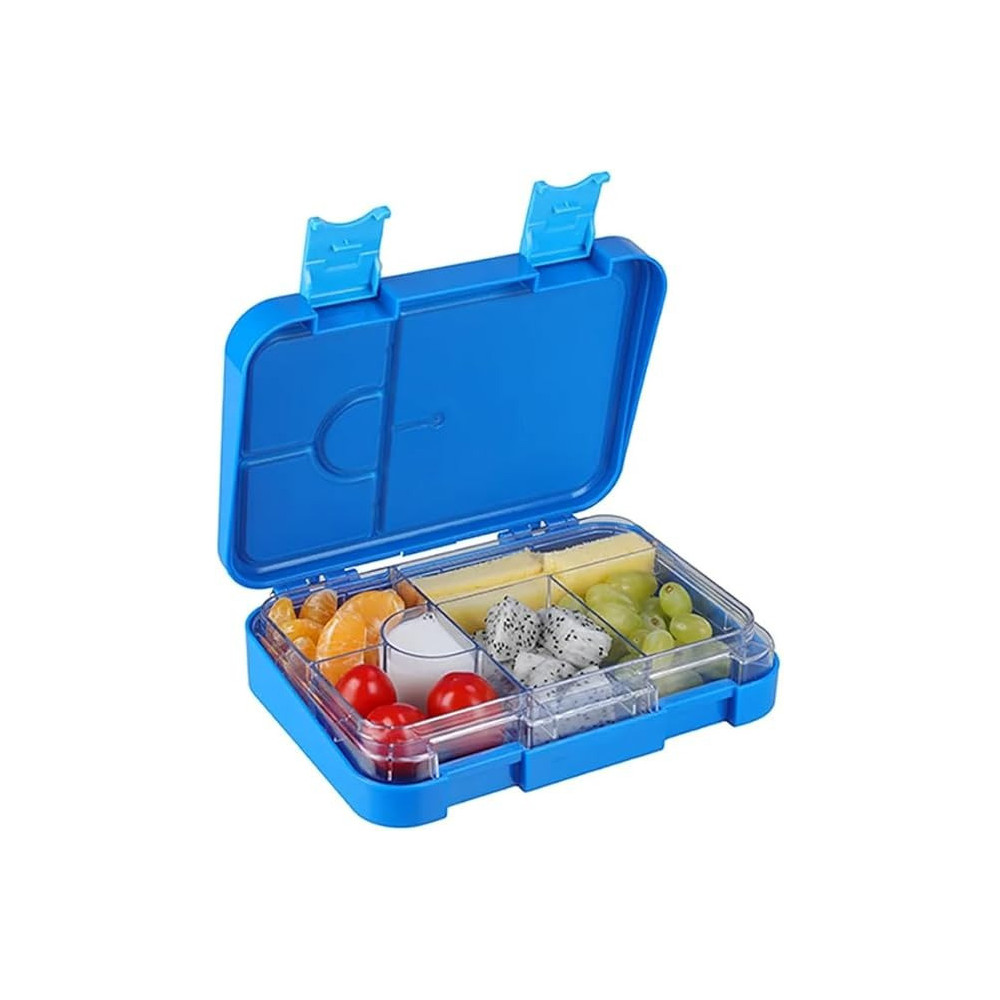 Brain Giggles Bpa Free Leakproof Airtight Bento Lunchbox With 6 Adjustable Compartments, 760 Ml Insulated Tiffin Box With Removable Tray For Kids And Adults Perfect For School Office, Blue