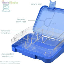 Brain Giggles Bpa Free Leakproof Airtight Bento Lunchbox With 6 Adjustable Compartments, 760 Ml Insulated Tiffin Box With Removable Tray For Kids And Adults Perfect For School Office, Blue
