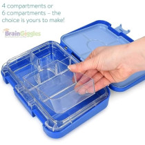 Brain Giggles Bpa Free Leakproof Airtight Bento Lunchbox With 6 Adjustable Compartments, 760 Ml Insulated Tiffin Box With Removable Tray For Kids And Adults Perfect For School Office, Blue