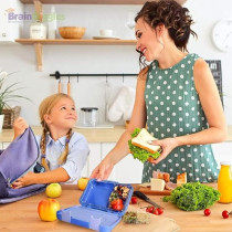 Brain Giggles Bpa Free Leakproof Airtight Bento Lunchbox With 6 Adjustable Compartments, 760 Ml Insulated Tiffin Box With Removable Tray For Kids And Adults Perfect For School Office, Blue