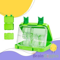 Brain Giggles Bpa Free Leakproof Airtight Bento Lunchbox With 6 Adjustable Compartments, 760 Ml Insulated Tiffin Box With Removable Tray For Kids And Adults Perfect For School Office, Light Green