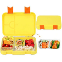 Brain Giggles Bpa Free Leakproof Airtight Bento Lunchbox With 6 Adjustable Compartments, 760 Ml Insulated Tiffin Box With Removable Tray For Kids And Adults Perfect For School Office, Yellow